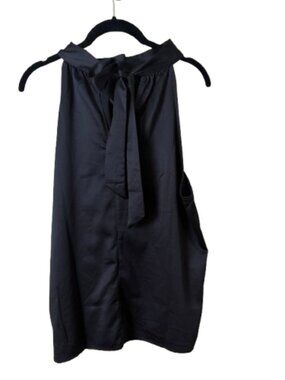 GAP NWT New Tie Back Halter Blouse Top Silky Satiny Size Large Black